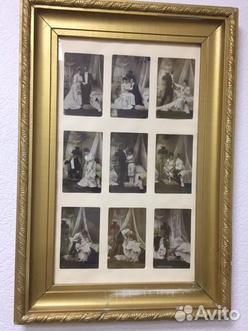 Старинная рама с антикварными открытками