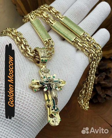 Тату цепь с крестом