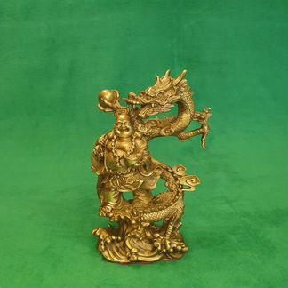 Бронзовая статуэтка Фен-шуй Хотей на драконе