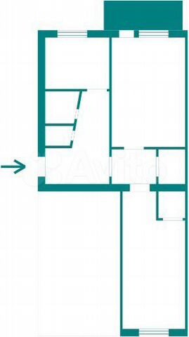 Доля в 2-к. квартире, 43,9 м², 3/5 эт.