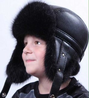 Шапка ушанка для мальчика, новая, кожа, ондатра, 5