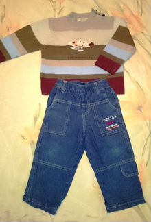 Костюм джинсы + свитер для мальчика 1.5-2 года