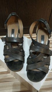 Босоножки тёмно-синие на каблуке, р-р 36-37