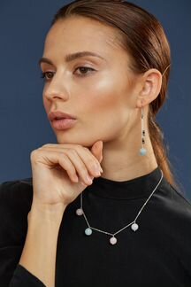 Серьги асимметричные из берилла с гематитом