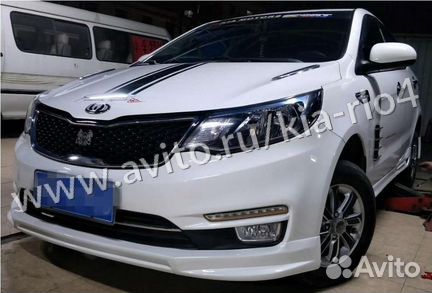 Юбка на передний бампер Sport line Kia Rio