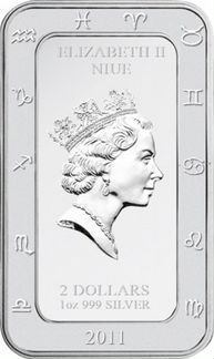 Монета Близнецы - Фэнтези серебро Ниуэ 2011 год