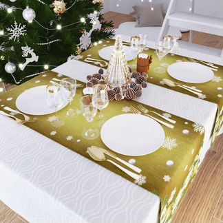 Дорожка на стол Мир в ожидании чудес Цвет: Золотой (40х140 см)