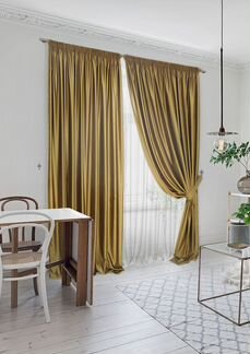 Классические шторы Azel Цвет: Горчичный