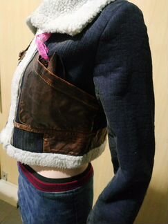 Куртка укороченная джинсовая на меху