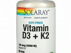 Solaray D3 K2. Витамины D3 K2