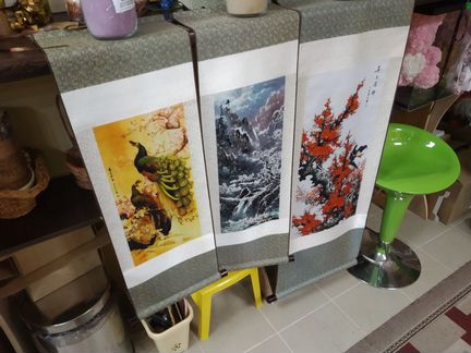 Китайская шелк акварель, плакат панно