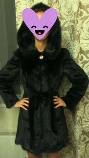 Норковая шуба с капюшоном