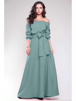 Платье оливкового цвета макси