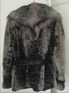 Полушубок мутон с воротником песца