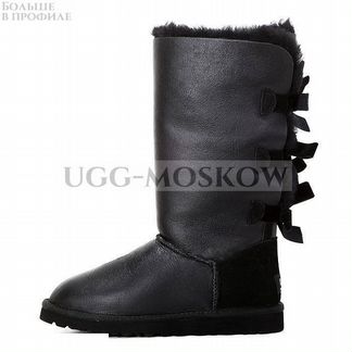 Угги Ugg Bailey Bow Tall Metallic Black Ар-N723