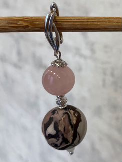 Серьги из яшмы и розового кварца