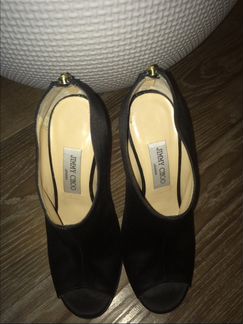 Черные атласные туфли на каблуке Jimmy Choo