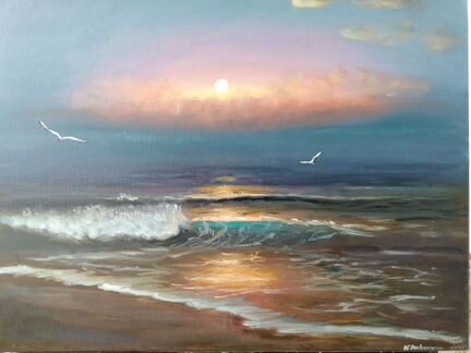 Картина с волной, масло,холст, 4050см