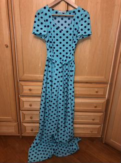 Бирюзовое платье в пол в стиле ретро