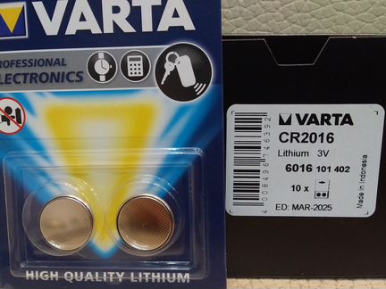 Литиевые батарейки Varta Electronics CR2016 3V