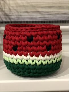 Интерьерная корзинка из трикотажной Пряжи