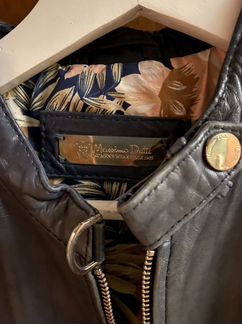 Кожаная куртка Massimo Dutti сине-серая