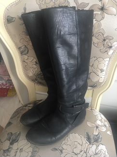 Сапоги черные натуральная кожа мех 38