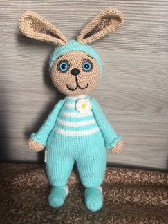 Заяц, амигуруми, вязанная игрушка, ручная работа