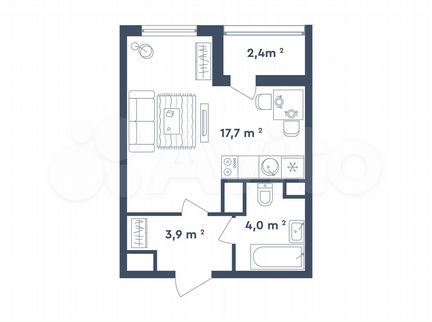 Квартира-студия, 26.8 м², 4/26 эт.