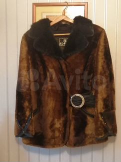 Полушубок (куртка) из мутона с норковым воротником