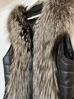 Жилетка меховая, стеганная кожа