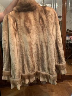 Шуба стриженная норка отделка соболь