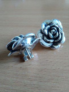 Серьги розы серебро