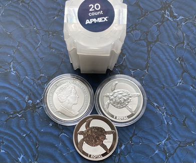 Монета Морская Черепаха, серебро 2020