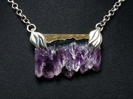 Колье с аметистовым сталактитом N3 (43х29х7мм)