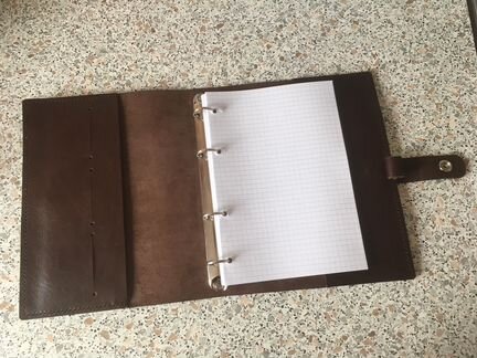 Кожаный ежедневник тетрадь ручной работы на кольца