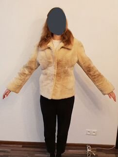 Шуба из стриженного сурка светлая