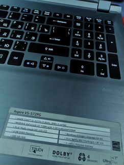 Сенсорный ноутбук aser V5-572PG