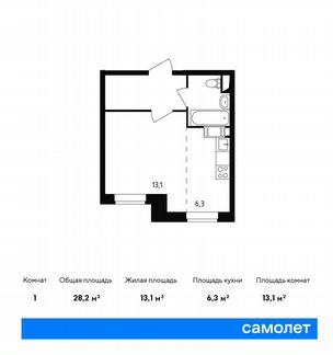 Квартира-студия, 28.2 м², 13/19 эт.