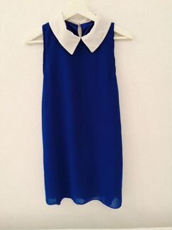 Платье летнее легкое (синее, с воротником), новое